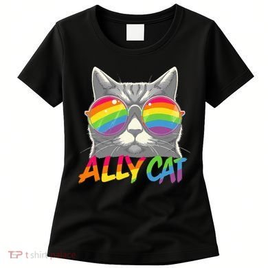 Ally Cat Pride Stuff Flag Lgbt Women's T-Shirt
