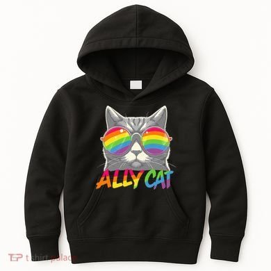 Ally Cat Pride Stuff Flag Lgbt Kids Hoodie