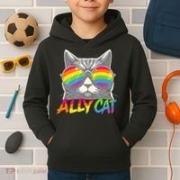 Ally Cat Pride Stuff Flag Lgbt Kids Hoodie thumb 2
