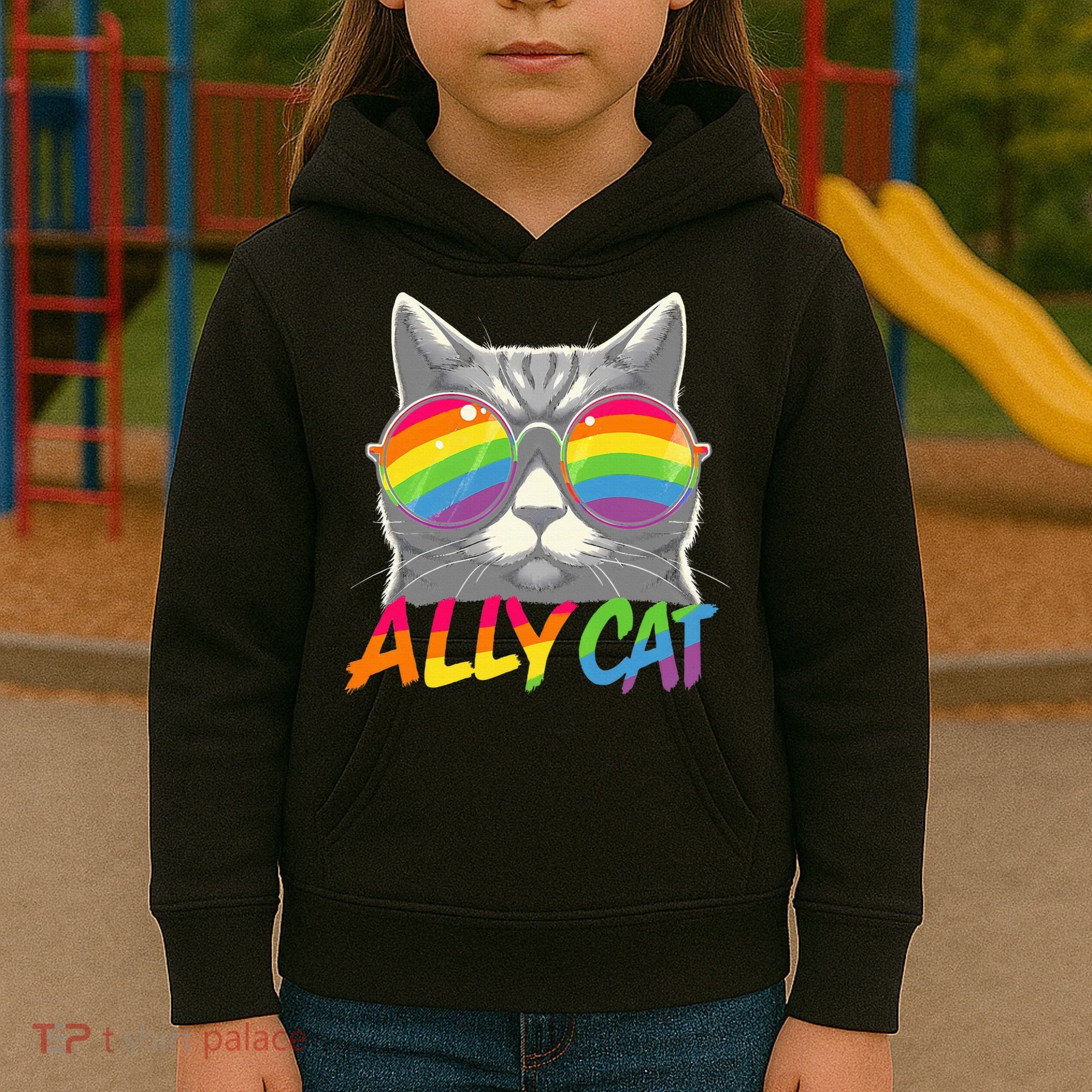 Ally Cat Pride Stuff Flag Lgbt Kids Hoodie