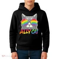 Ally Cat Pride Stuff Flag Lgbt Kids Hoodie thumb 4