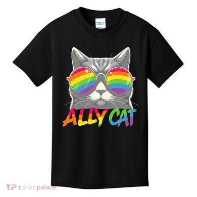 Ally Cat Pride Stuff Flag Lgbt Kids T-Shirt