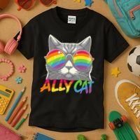 Ally Cat Pride Stuff Flag Lgbt Kids T-Shirt thumb 3