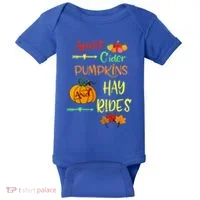 Apple Cider Pumpkins And Hayrides Cute Fall Baby Bodysuit thumb 0