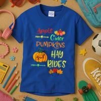 Apple Cider Pumpkins And Hayrides Cute Fall Kids T-Shirt thumb 3