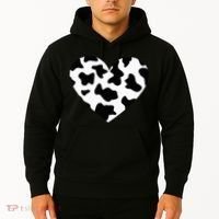 Awesome Cow Print Black & White Print Heart Hoodie thumb 2