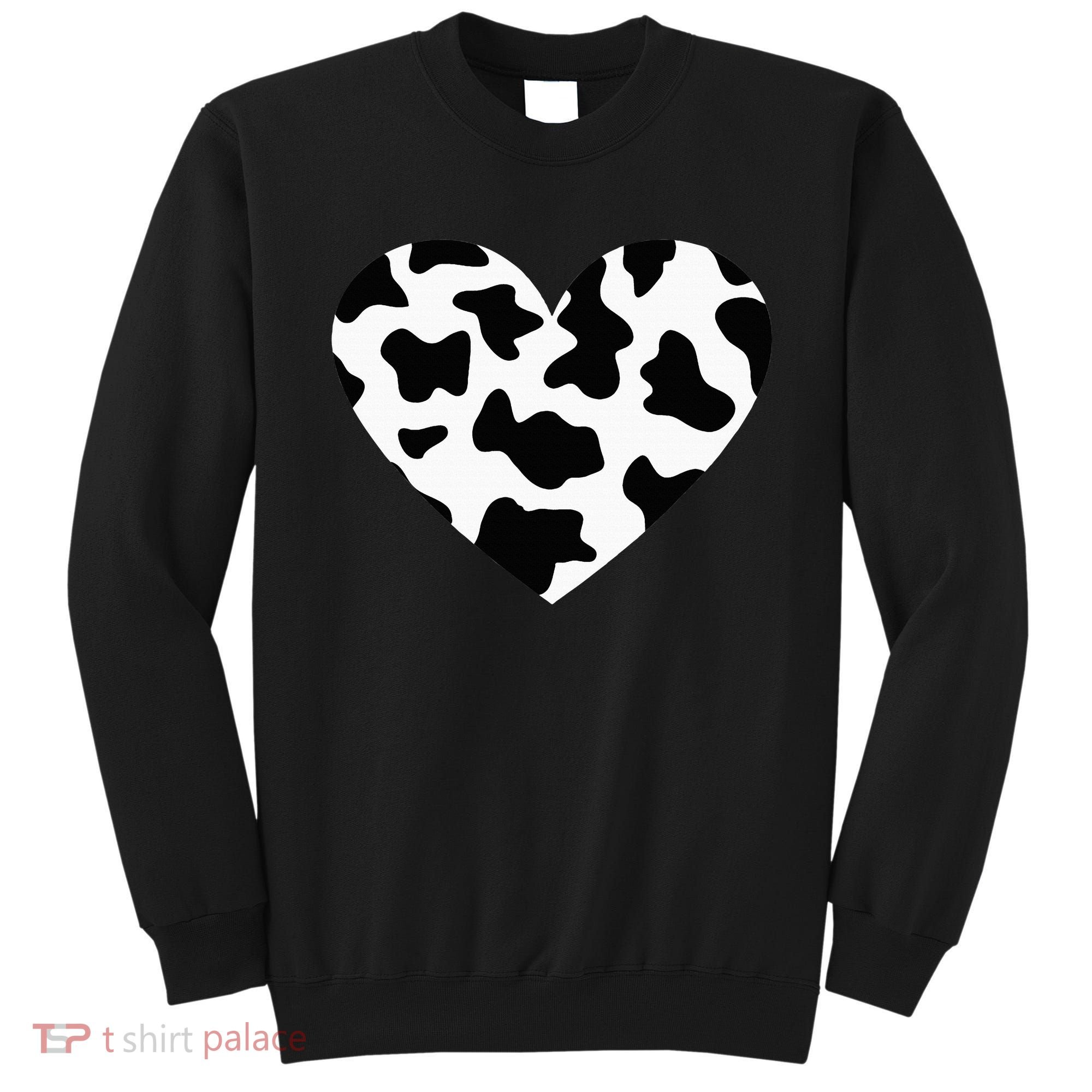 Awesome Cow Print Black & White Print Heart Sweatshirt
