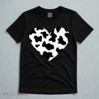 Awesome Cow Print Black & White Print Heart T-Shirt thumb 5