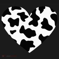 Awesome Cow Print Black & White Print Heart T-Shirt thumb 7