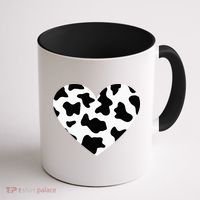 Awesome Cow Print Black & White Print Heart Coffee Mug thumb 1