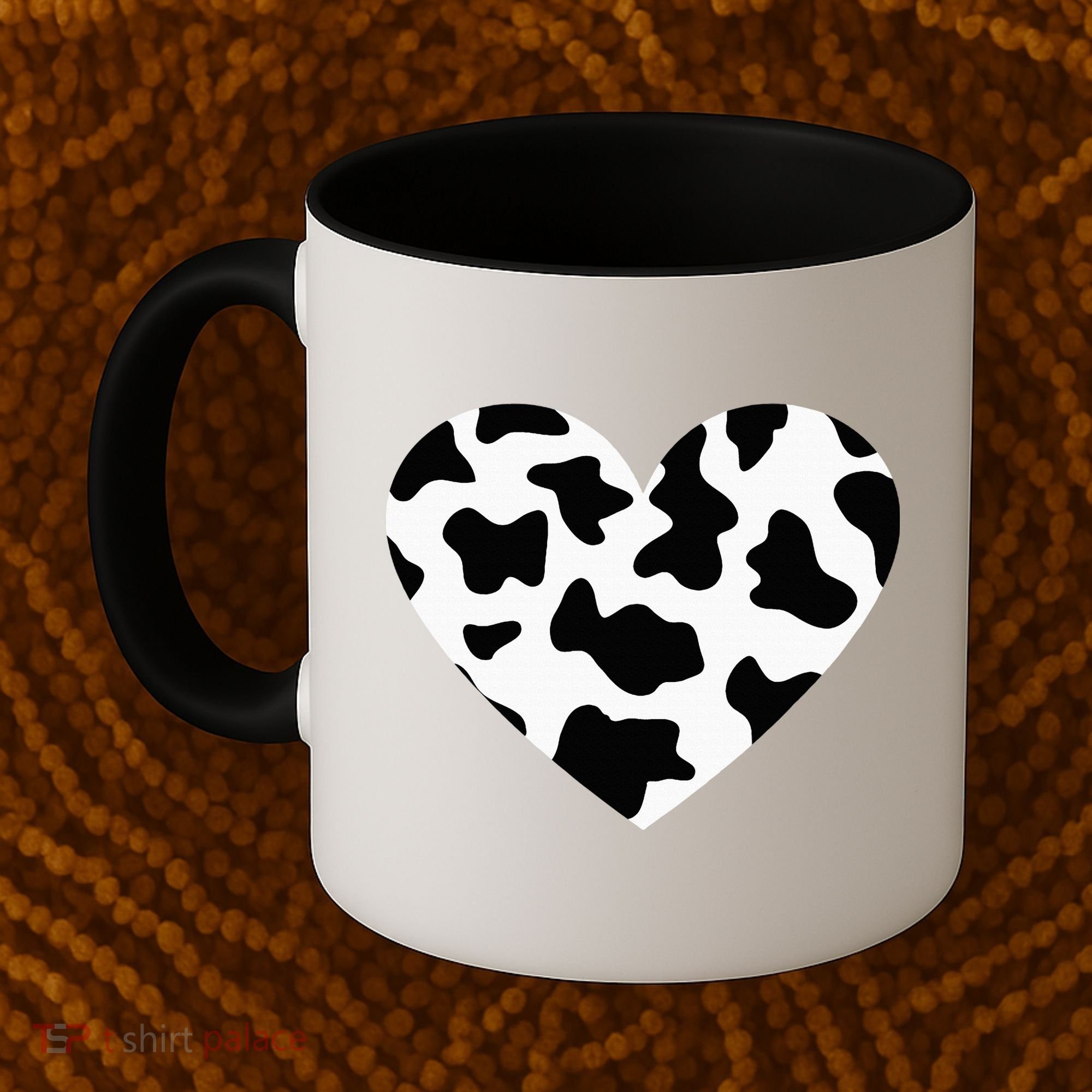 Awesome Cow Print Black & White Print Heart Coffee Mug