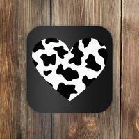 Awesome Cow Print Black & White Print Heart Coaster thumb 0