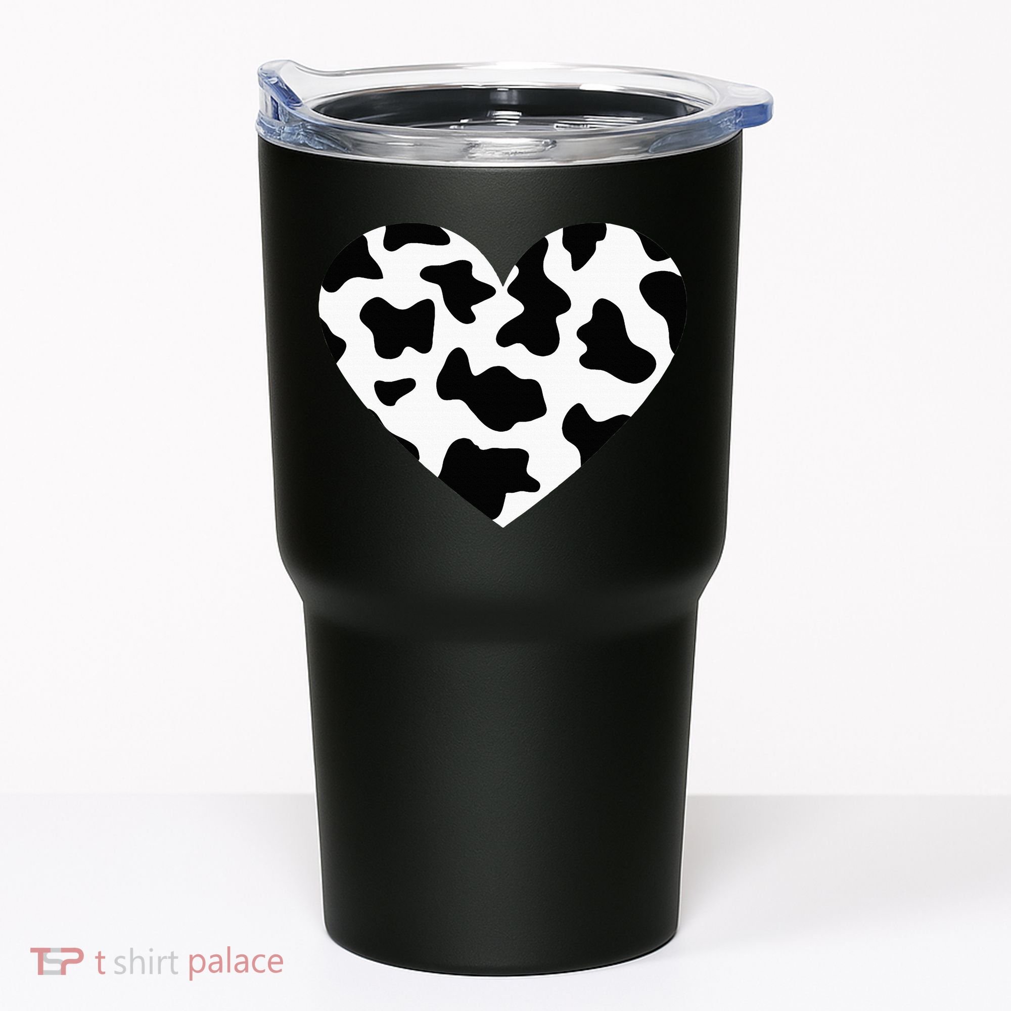 Awesome Cow Print Black & White Print Heart Tumbler
