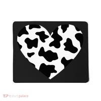 Awesome Cow Print Black & White Print Heart Mousepad thumb 0