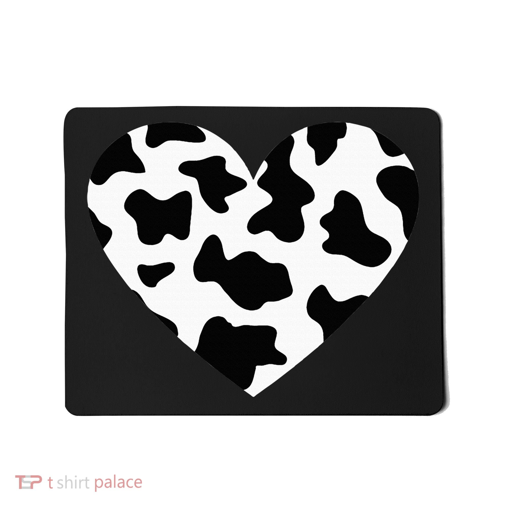 Awesome Cow Print Black & White Print Heart Mousepad