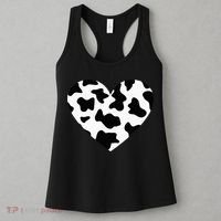 Awesome Cow Print Black & White Print Heart Women's Tank Top thumb 3