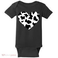 Awesome Cow Print Black & White Print Heart Baby Bodysuit thumb 0