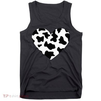 Awesome Cow Print Black & White Print Heart Tank Top