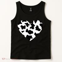 Awesome Cow Print Black & White Print Heart Tank Top thumb 2