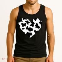 Awesome Cow Print Black & White Print Heart Tank Top thumb 3