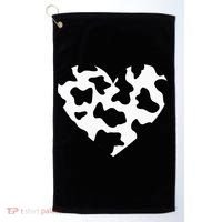 Awesome Cow Print Black & White Print Heart Golf Towel thumb 0