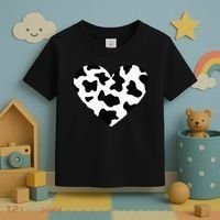 Awesome Cow Print Black & White Print Heart Toddler T-Shirt thumb 3