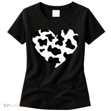 Awesome Cow Print Black & White Print Heart Women's T-Shirt