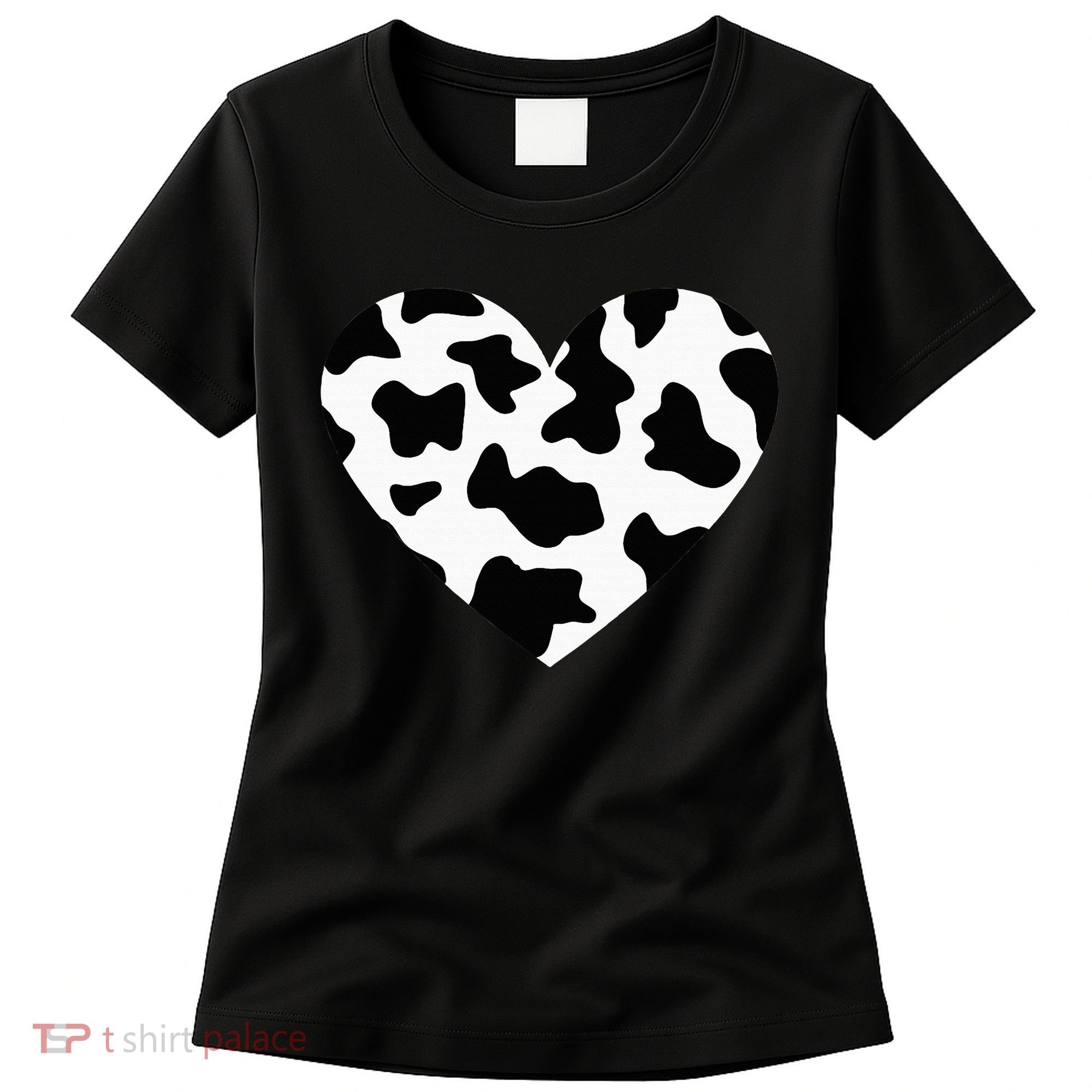 Awesome Cow Print Black & White Print Heart Women's T-Shirt