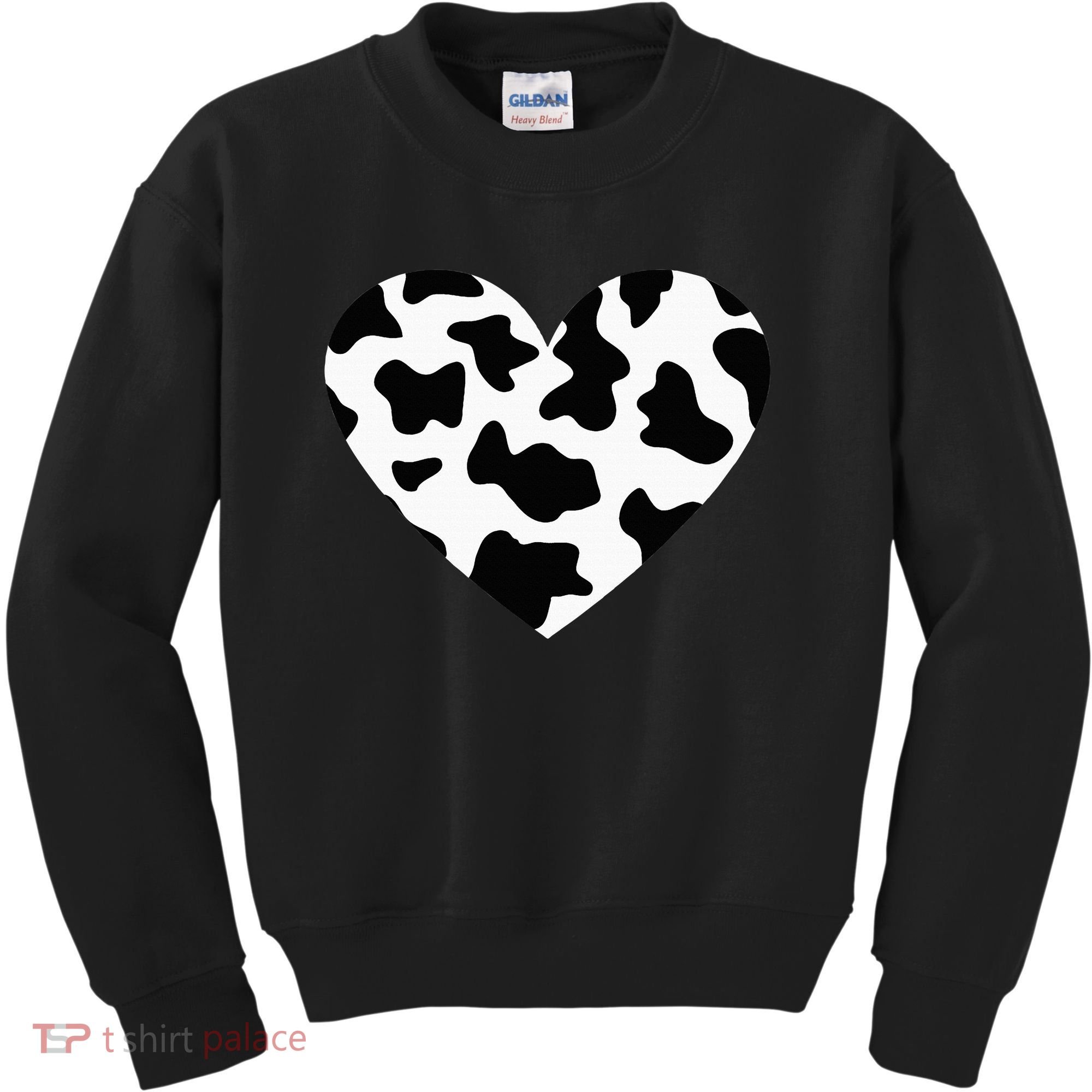 Awesome Cow Print Black & White Print Heart Kids Sweatshirt