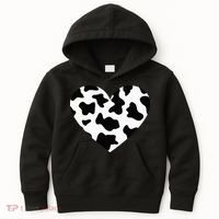 Awesome Cow Print Black & White Print Heart Kids Hoodie thumb 0