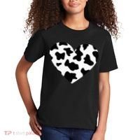 Awesome Cow Print Black & White Print Heart Kids T-Shirt thumb 2