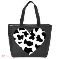 Awesome Cow Print Black & White Print Heart Tote Bag thumb 0