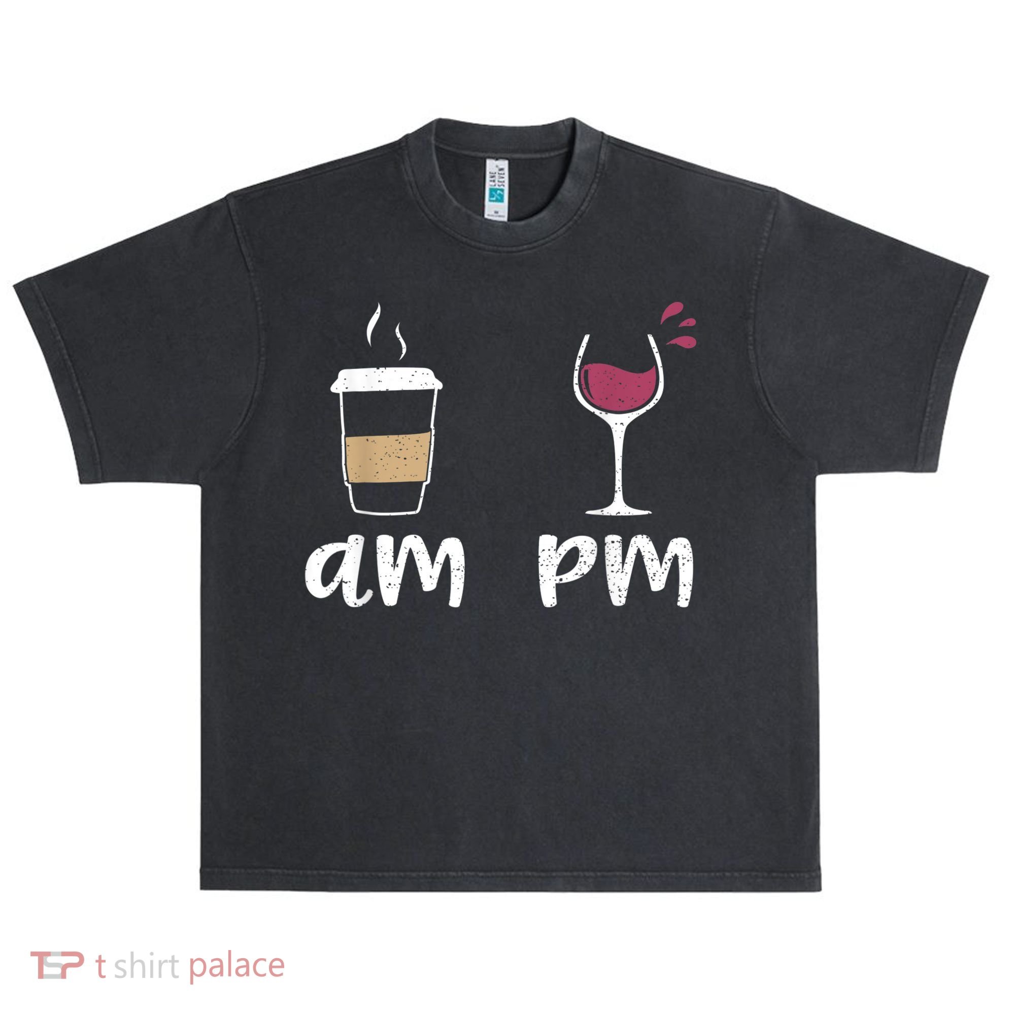 Am Coffee PM Wine Coffee Urban Oversized Heavyweight T-Shirt