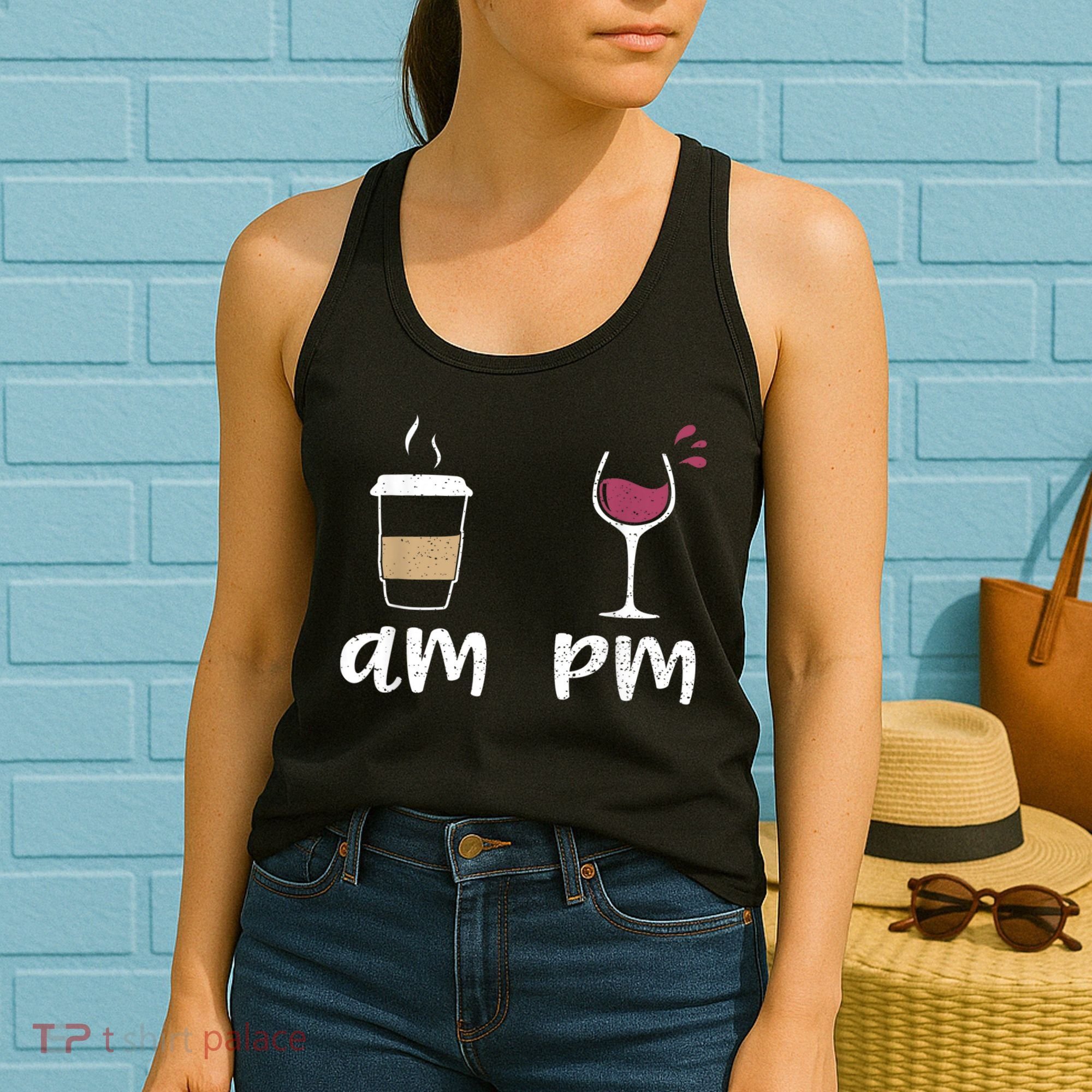 Am Coffee PM Wine Coffee Women's Tank Top
