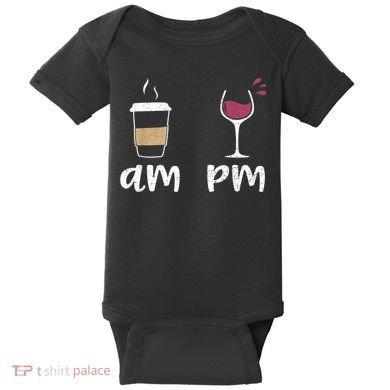 Am Coffee PM Wine Coffee Baby Bodysuit