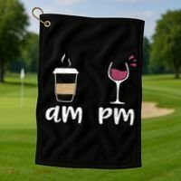 Am Coffee PM Wine Coffee Golf Towel thumb 1