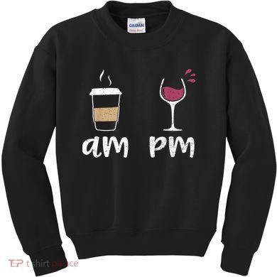 Am Coffee PM Wine Coffee Kids Sweatshirt