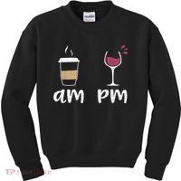 Am Coffee PM Wine Coffee Kids Sweatshirt thumb 0