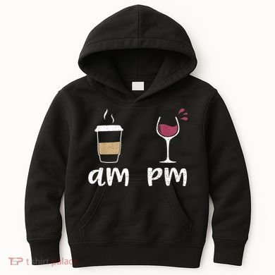 Am Coffee PM Wine Coffee Kids Hoodie