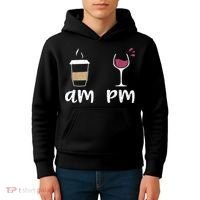 Am Coffee PM Wine Coffee Kids Hoodie thumb 4