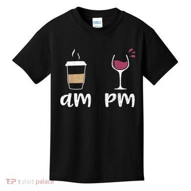 Am Coffee PM Wine Coffee Kids T-Shirt