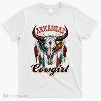 Arkansas Cowgirl Rodeo Western Country Longhorn Skull T-Shirt thumb 0