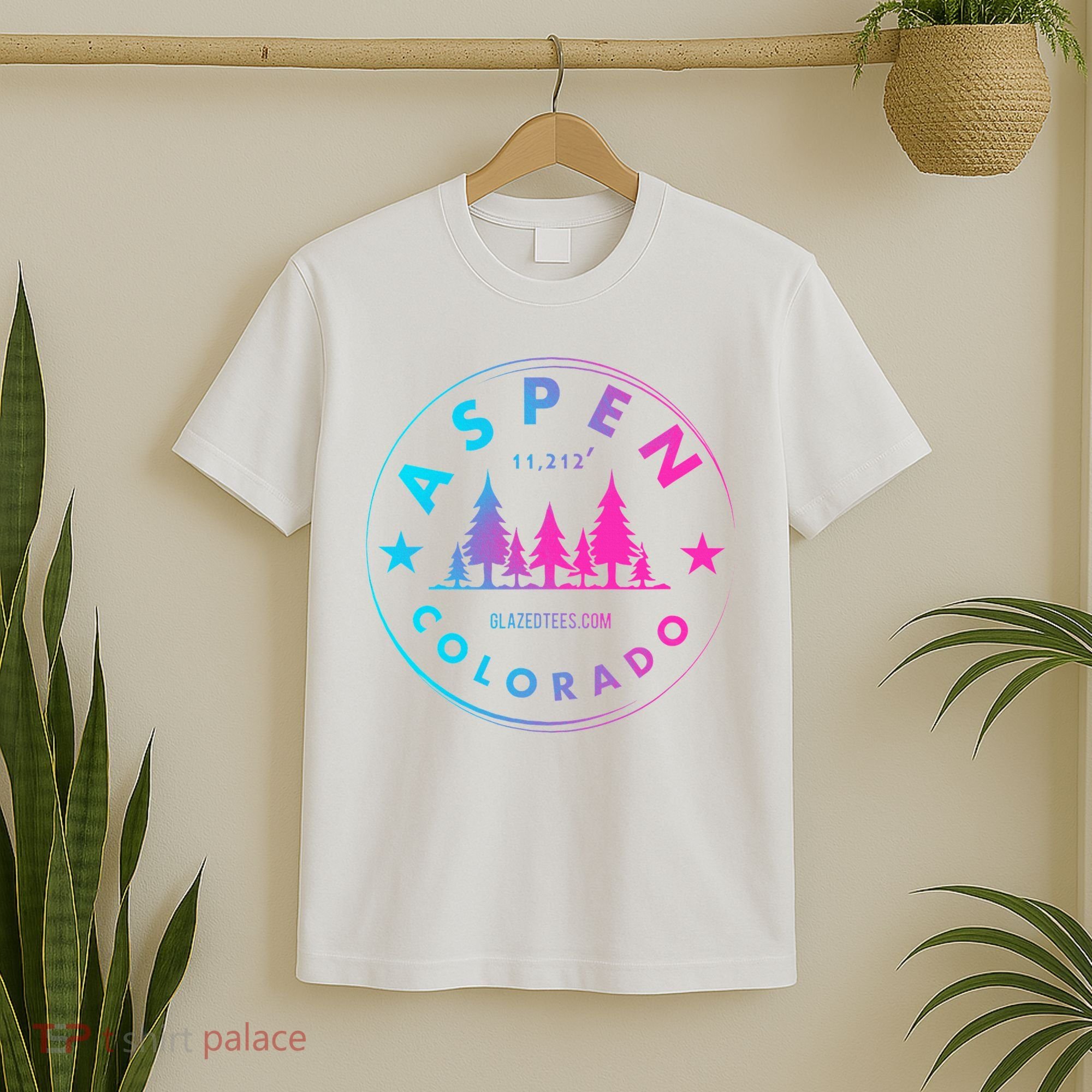 Aspen Colorado Retro Big Mountain Forest T-Shirt