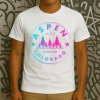 Aspen Colorado Retro Big Mountain Forest T-Shirt thumb 3