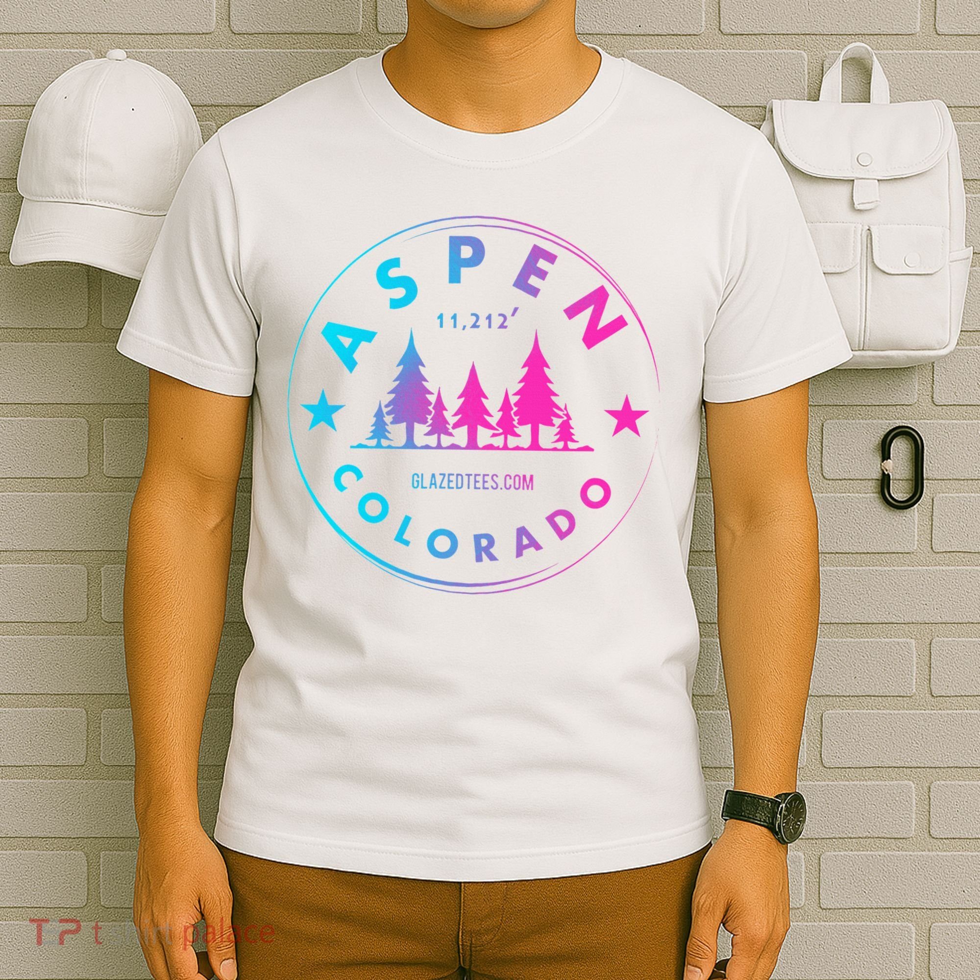 Aspen Colorado Retro Big Mountain Forest T-Shirt