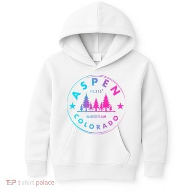 Aspen Colorado Retro Big Mountain Forest Kids Hoodie