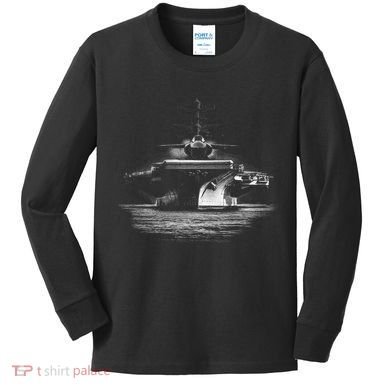 Aircraft Carrier Realistic Kids Long Sleeve Shirt
