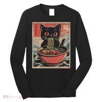 Anime Cat Ramen Noodles Anime Cat Ramen Japanese Funny Graphic Long Sleeve Shirt thumb 0