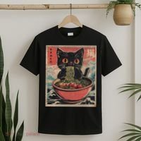 Anime Cat Ramen Noodles Anime Cat Ramen Japanese Funny Graphic T-Shirt thumb 2