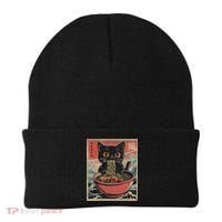 Anime Cat Ramen Noodles Anime Cat Ramen Japanese Funny Graphic Beanie thumb 0